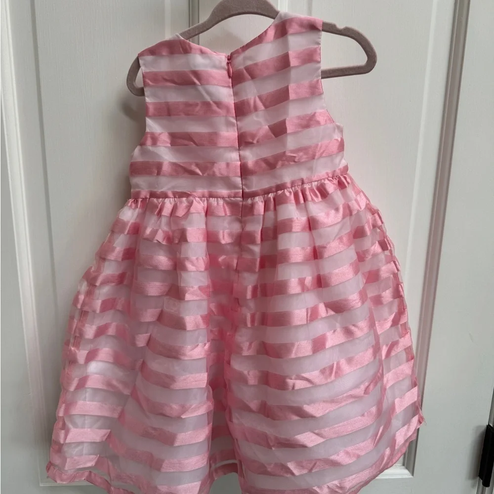 NWOT Gymboree 2T Girls Pink Stripe Formal Short Sleeve Party Dress